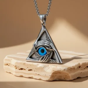 COOLSTEELANDBEYOND Protection Hands Triangle Pendant Necklace for Men