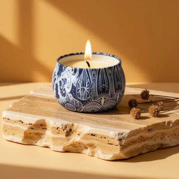 Citronella Candles, 4-Pack, Navy Blue