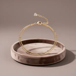 Dainty Gold-Tone Disc Chain Anklet for Women