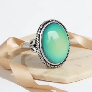 Antique Silver Plated Color Change Mood Ring