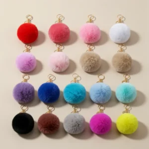 Auihiay 18/40/ Pom Poms Keychains, 60 Pieces