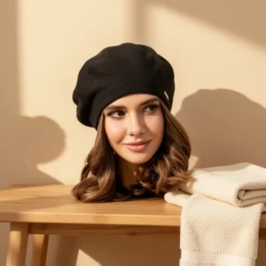 Beret Warm Lined Wool Angora Knit Berets French Paris Hat