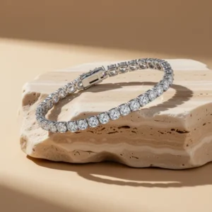 MDFUN 18k White Gold Plated CZ Tennis Bracelet