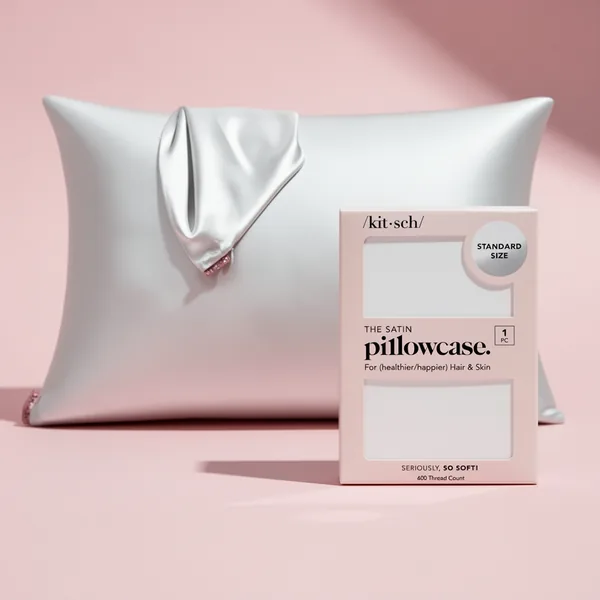 Kitsch Satin Pillowcase with Zipper, Ivory