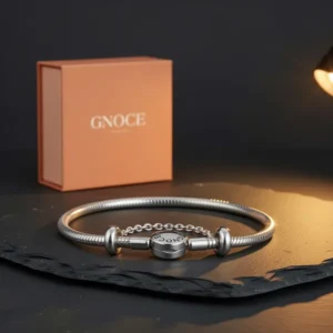 GNOCE Stainless Steel Snake Chain Charm Bracelet