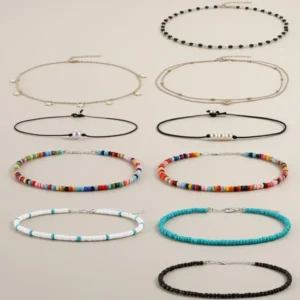 4- Beaded Choker Necklaces for Women, 12 Pieces