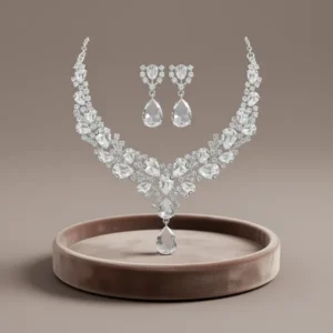 Hicarer Bridal Teardrop Cluster Crystal Jewelry Set