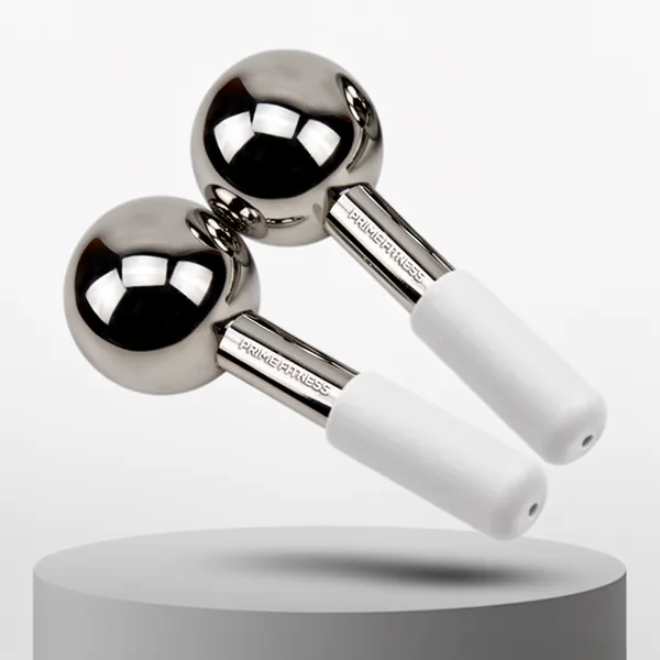 Ice Globes for Facials Unbreakable Steel Cooling Roller, White