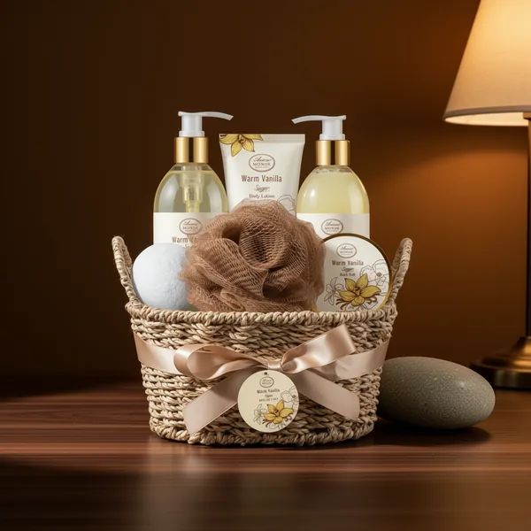 Bath and Body Warm Vanilla Sugar Gift Set, 7 Pieces
