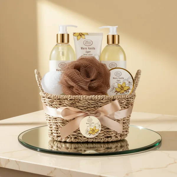 Bath and Body Warm Vanilla Sugar Gift Set, 7 Pieces