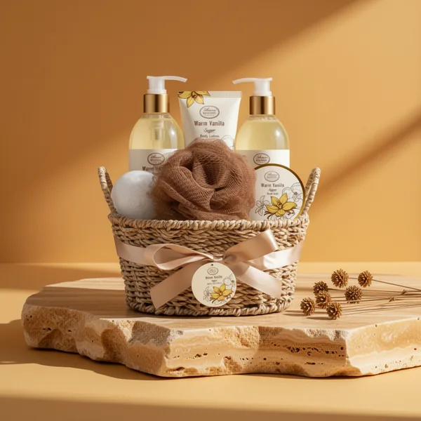 Bath and Body Warm Vanilla Sugar Gift Set, 7 Pieces