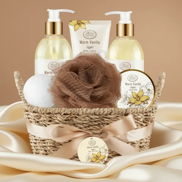 Bath and Body Warm Vanilla Sugar Gift Set, 7 Pieces