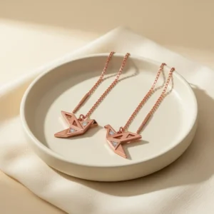 Origami Paper Crane Dangle Drop Earrings