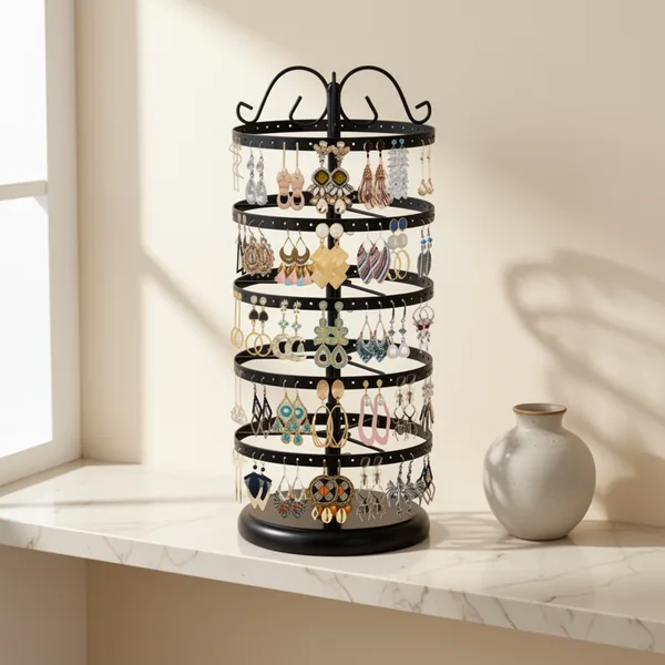 MODOWEY Rotating Earring Holder, Black