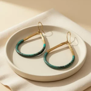 SPUNKYsoul Open Teardrop Gold-Tone Patina Dangle Earrings for Women