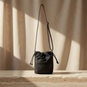 Jeelow Small Canvas Drawstring Bucket Crossbody Bag