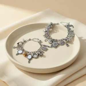 RechicGu Vintage Fairy Tale Movie Lucky Myth Charms Friendship Cuff, 2 Pieces