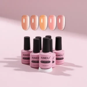 AIMEILI Sheer Color Builder Base Gel for Nails Hema Free Cruelty Free, 10 ml, 6 Pieces