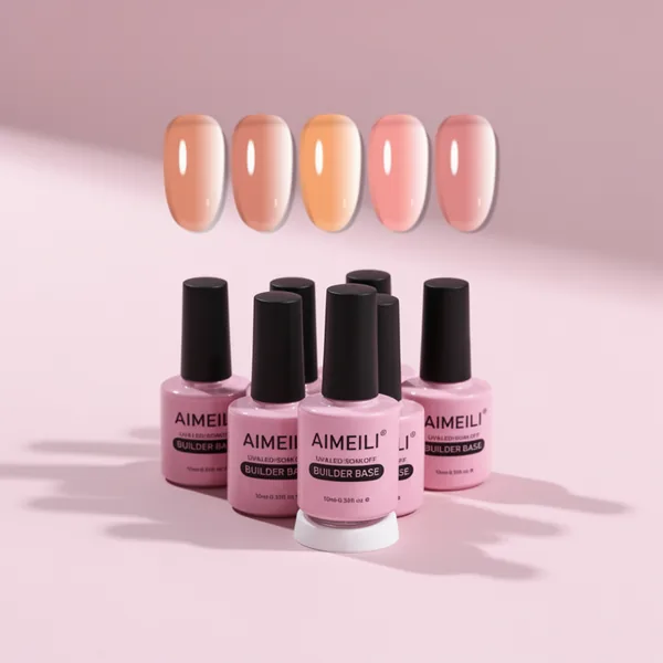 AIMEILI Sheer Color Builder Base Gel for Nails Hema Free Cruelty Free, 10 ml, 6 Pieces