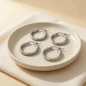 925 Sterling Silver Hoop Earrings, 3 Pairs
