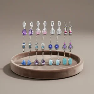 Teardrop Druse Crystal Drop Dangle Earrings for Women, 12 Pairs