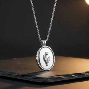 Dtja Vintage Tulip Flower Pendant Necklace for Women