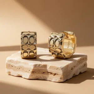 COACH Quilted C Huggie Earrings