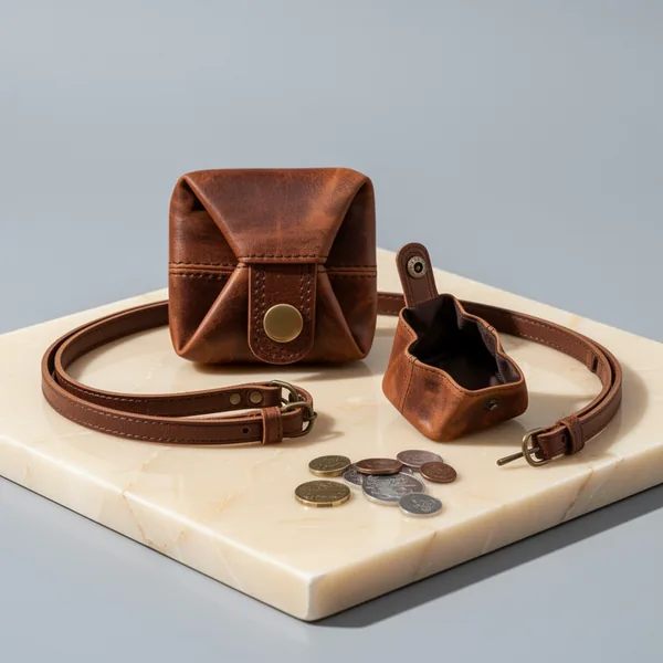 Jajmo Legacy Full Grain Leather Coin Pouch Change Purse