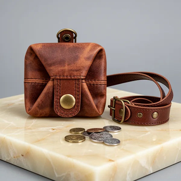 Jajmo Legacy Full Grain Leather Coin Pouch Change Purse