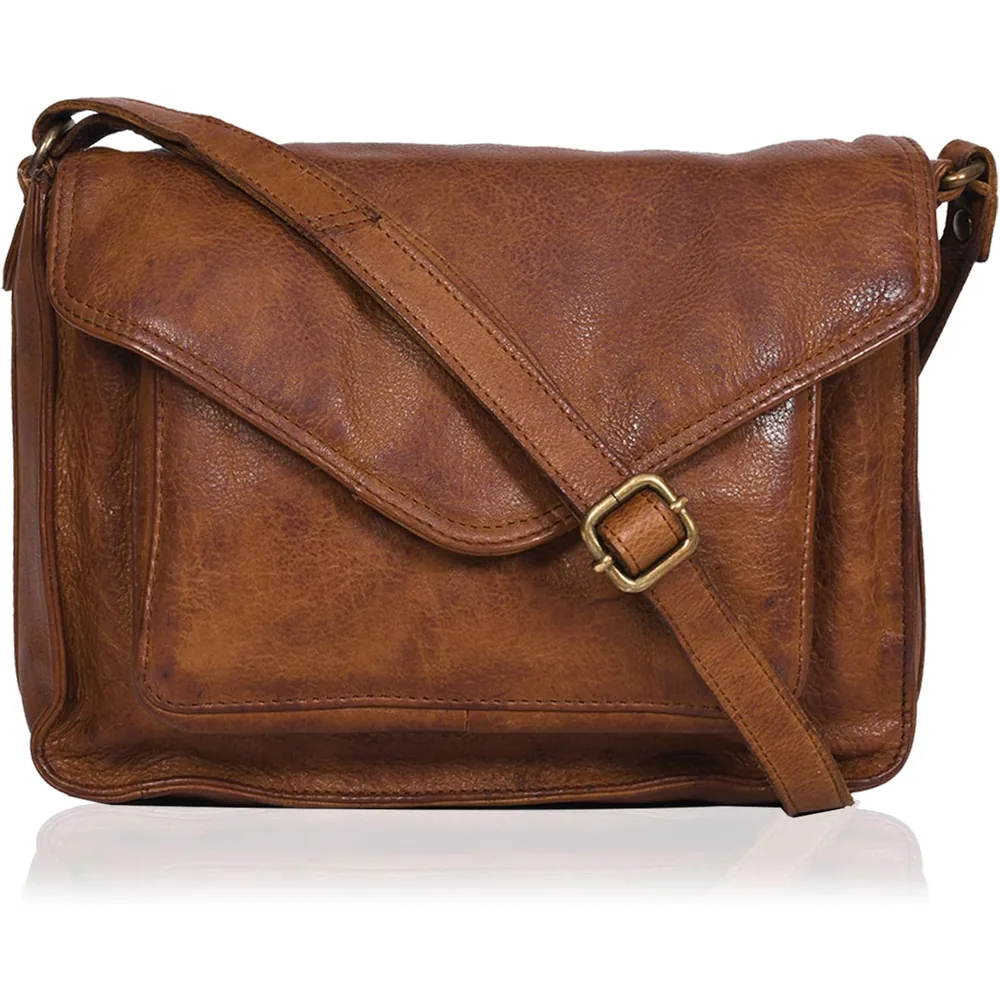 Ozora leather crossbody bag in Tan Wash, photo 1
