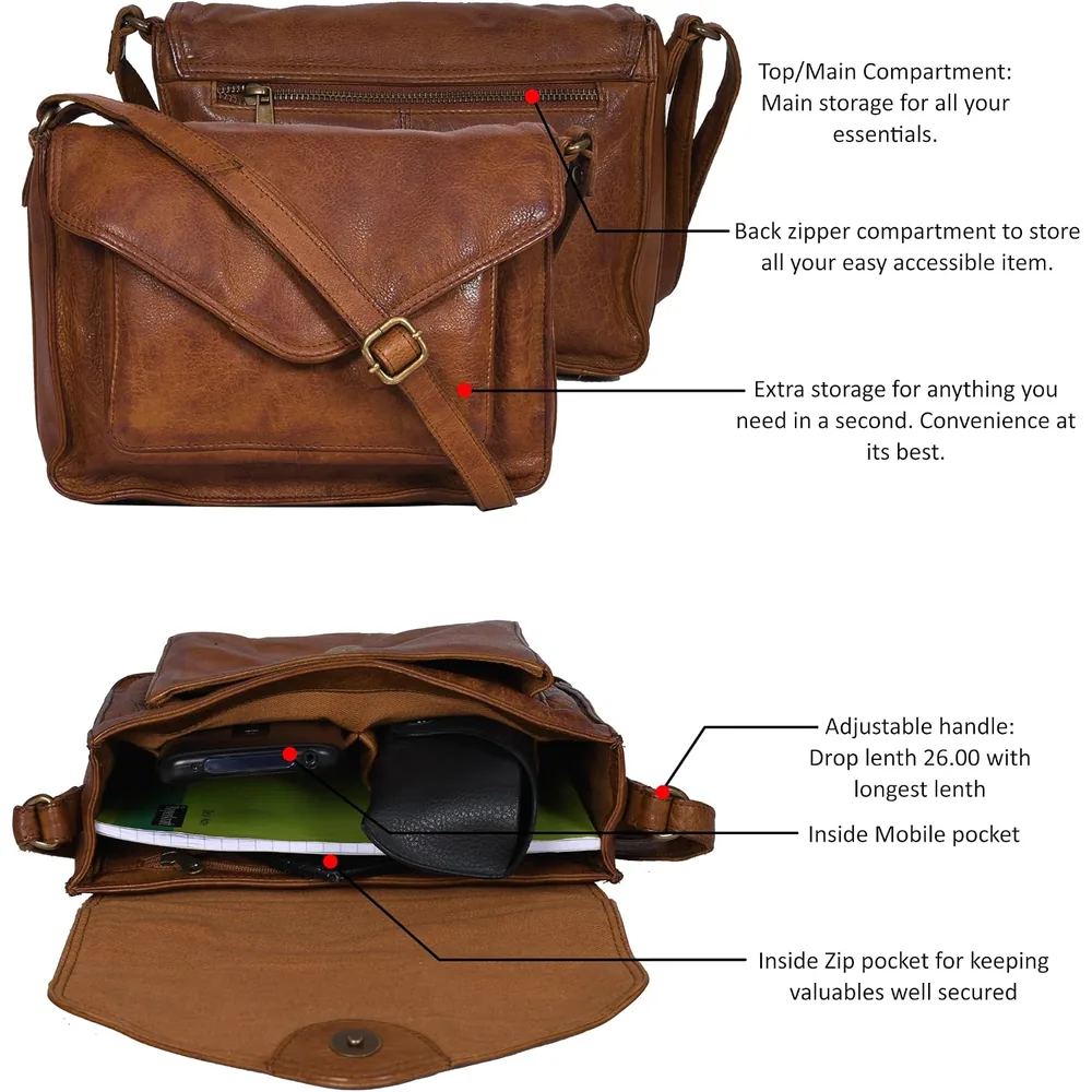 Ozora leather crossbody bag in Tan Wash, photo 4