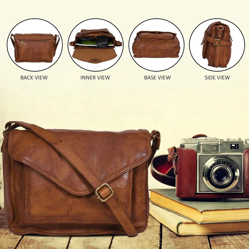 Ozora leather crossbody bag in Tan Wash, photo 5