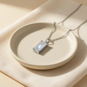 HOPE LOVE Rainbow Moonstone Sterling Silver Necklace for Women