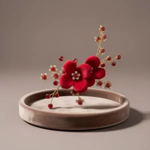 Red Hair Clip for Bridal Floral Hair Comb for Women Wedding Hair