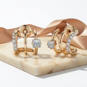Obidos 14K Gold Plated Illusion Stud Earrings for Women