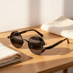 Weewooday Retro Round Steampunk Sunglasses
