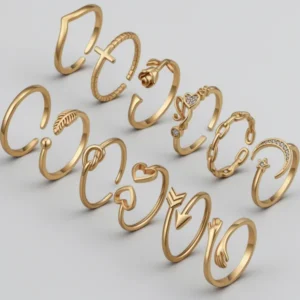 KOHOTA Gold-Tone Silver-Tone Rings for Women, 12 Pieces