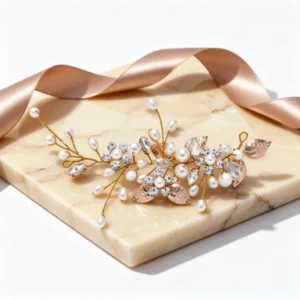 GORAIS Bride Wedding Hair Vine Pearl Bridal Headpieces Leaf Hair