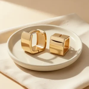 Small Chunky Huggie Hoop Earrings for Women