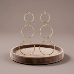 DAILY VIBES Simple Big Thin Hoop Earrings for Women, 3 Pairs