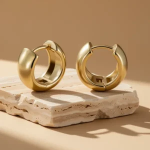 LANE WOODS Small Chunky Huggie Hoop Earrings for Women