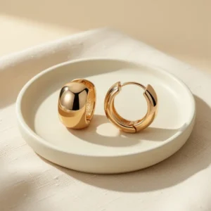FAMARINE Chunky Thick Hoop Earrings for Women
