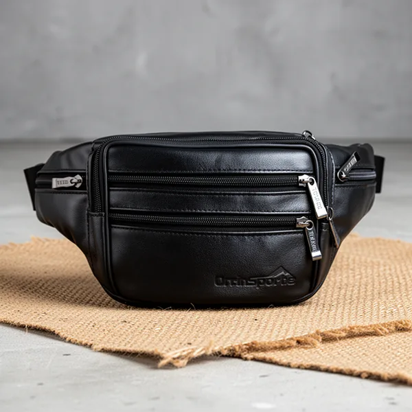 Black Leather Fanny Pack for Men & Women