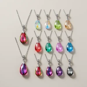Hicarer Teardrop Crystal Pendant Necklaces for Women, 12 Pieces