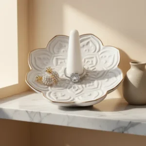 Ceramic White Mandala Jewelry Holder