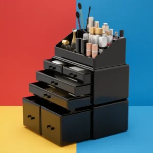 READAEER Makeup Organizer, 3 Pieces, Black