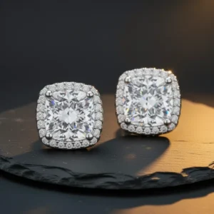 YOMELA Square Cubic Zirconia Stud Earrings for Women