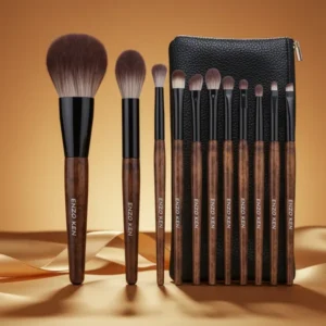 ENZO KEN Natural Goat Hair Makeup Brush Set with Case