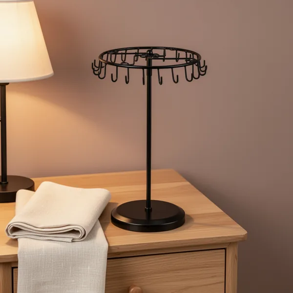 QWORK Spinning Jewelry Tree Display Stand, Black