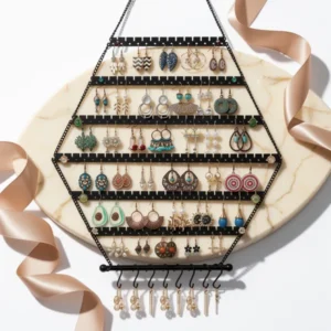 Hexagon Metal Hanging Earring Organizer, 120 Pairs
